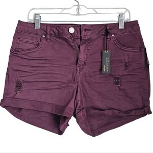 Refuge NWT burgandy distressed shorts girlfriend style womens size 10 new